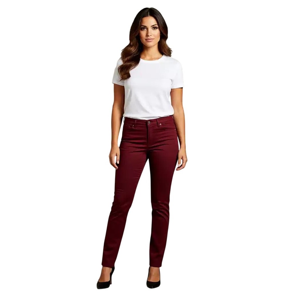 Style & Co Womens Curvy Skinny Leg Pants Deep Scarlet Red Tummy Control 6 NWT